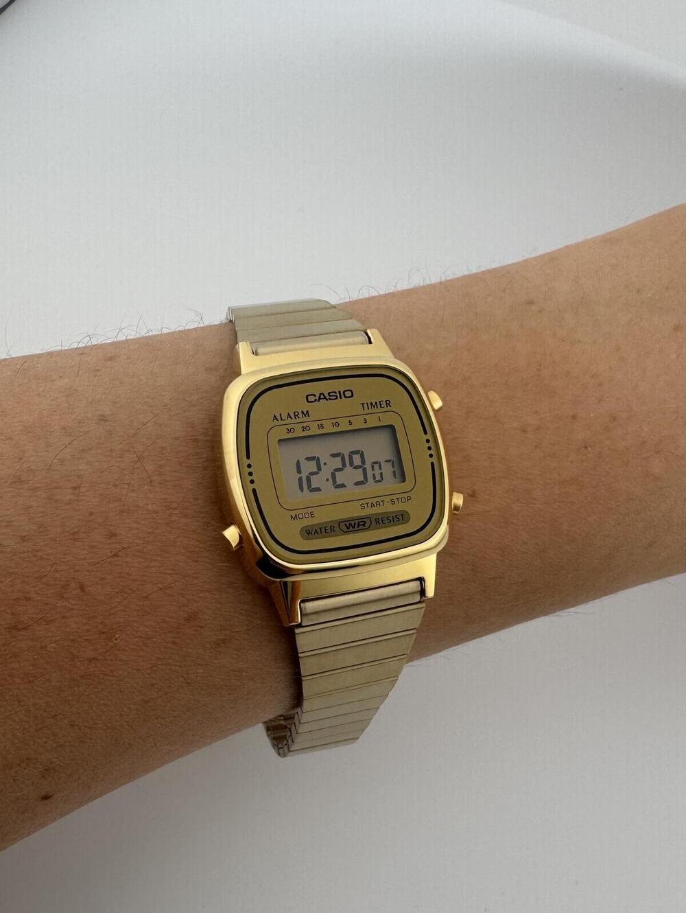 Gold Digital Watch for Women Petite Vintage Minimalist Casio Small Wrist